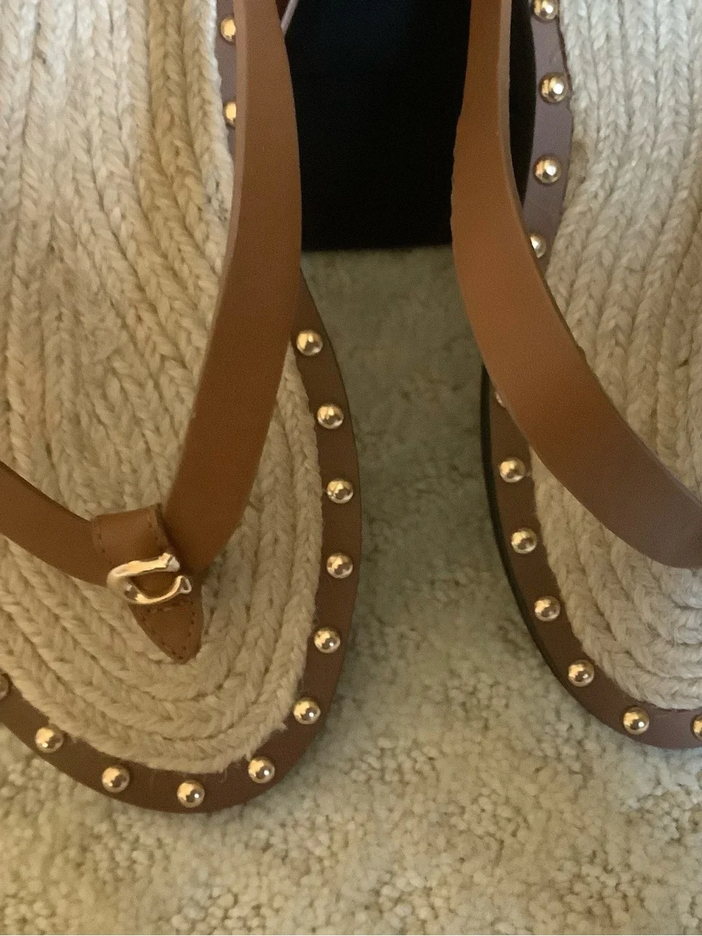 Coach Gracey Brown Leather Studded Sandals